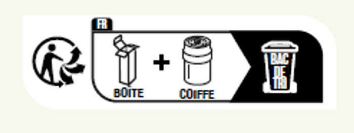 Triman sorting mark: boîte and coiffe are recycled together
